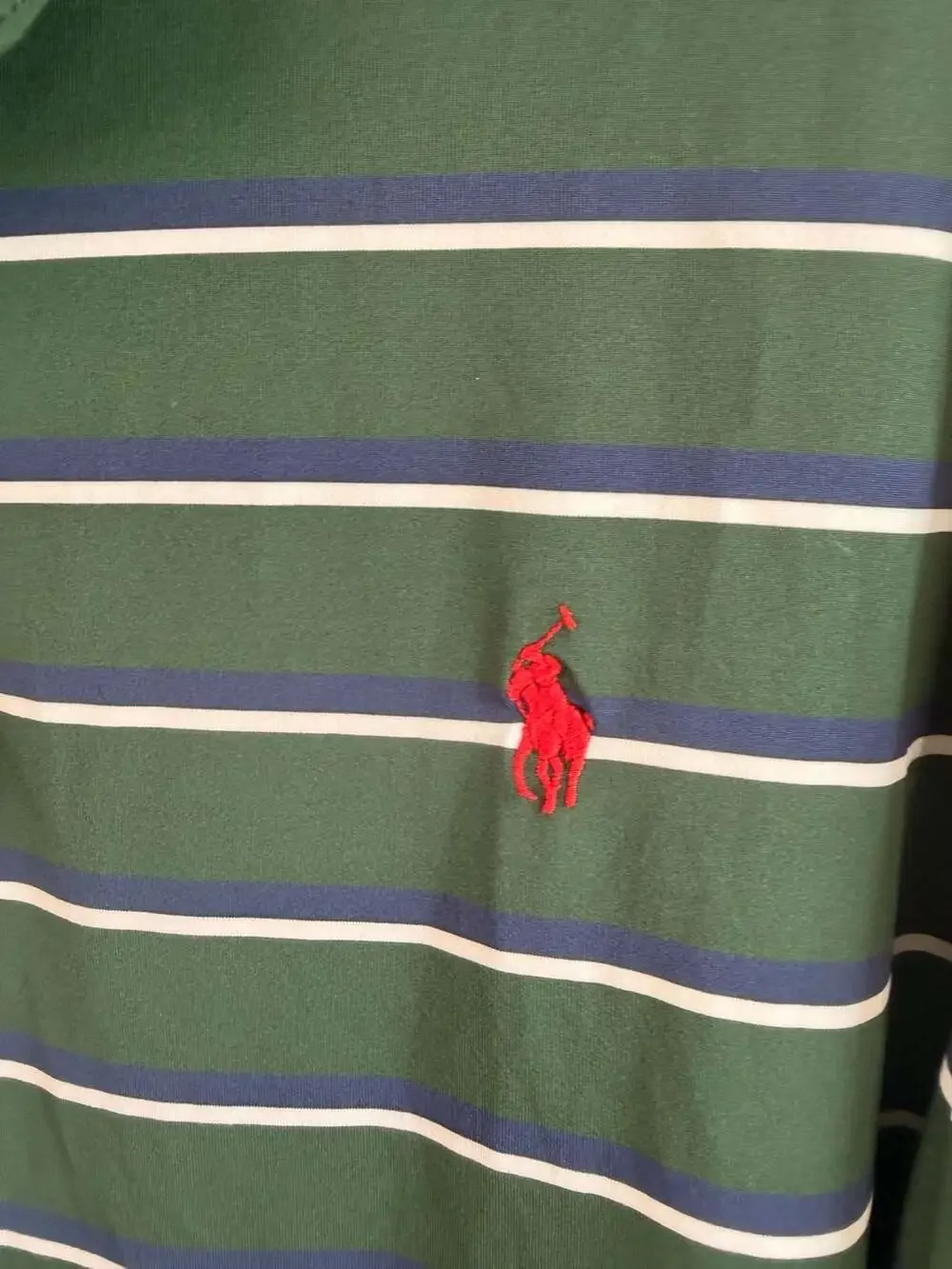 Polo Ralph Lauren Performance Green Striped Polo Shirt Large